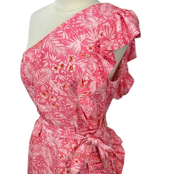 LOVERS + FRIENDS Seana Tropical Pink One Should Ruffle Dress SZ XL - Picture 12 of 13